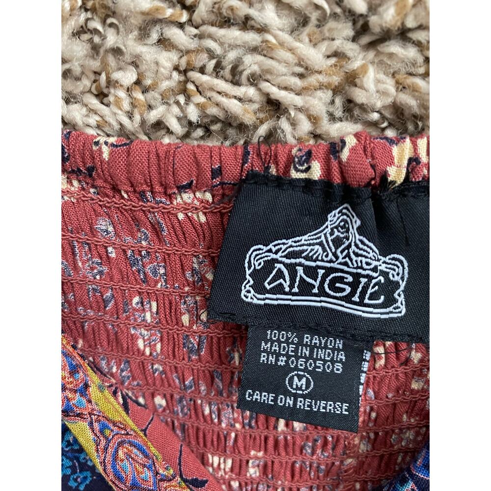 Angie Boho Paisley Floral Twist Front Cutout Maxi Dress M Terracota Fall Cutout - Picture 6 of 8